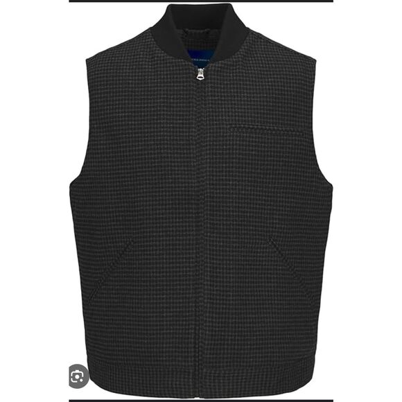 Jack & Jones Joreation Wool Worker Gilet Houndstooth Vest Size Large - Picture 1 of 5